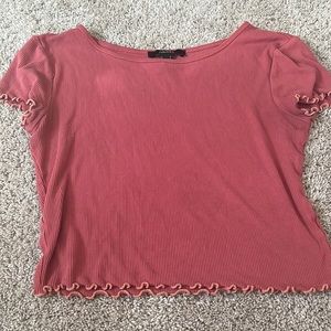 pink crop top ruffle end forever 21